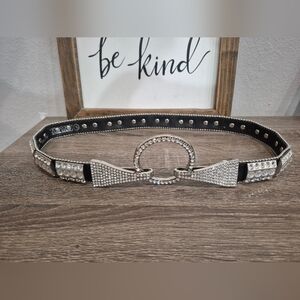 Christine Alexander Black Belt with Silver Accents Excellent Condition